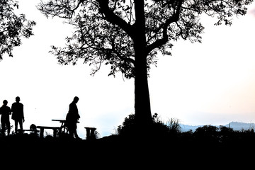 The abstract blurry background of people traveling, watching the scenery while traveling.