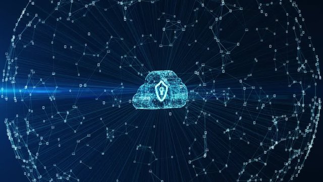 Cloud computing and cyber security concept. Technology connectivity of digital data and futuristic information. Abstract hi speed internet of internet of things IOT  big data cloud computing .