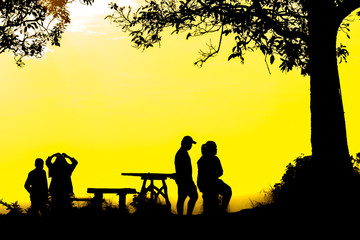 The abstract blurry background of people traveling, watching the scenery while traveling.