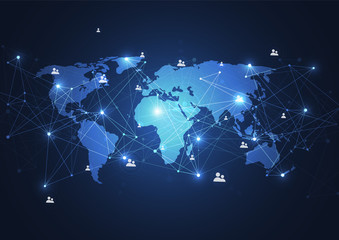 Global network connection. World map point and line composition concept of global business. Vector Illustration © royyimzy