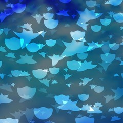 Light BLUE vector backdrop with circles, stars. Glitter abstract illustration with colorful drops, stars. Pattern for design of fabric, wallpapers.