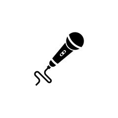 Wired microphone icon on a white background.