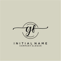 GF Beauty vector initial logo, handwriting logo.