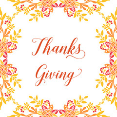 Card thanksgiving, with autumn leaves frame background. Vector