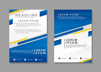 Modern brochure template design with blue, yellow and white color 