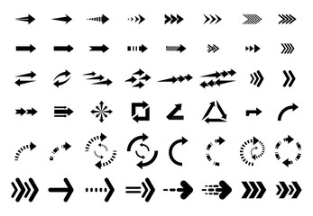 Set of black flat arrows icon collection design. Vector background