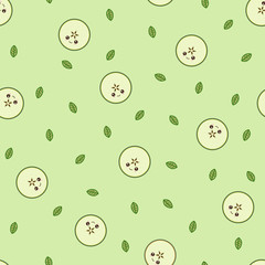 Kawaii green apple pattern at green background