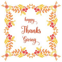 Texture of card thanksgiving, with vintage autumn leaf floral frames. Vector