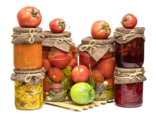 set of canned products on a white background