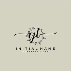 GT Beauty vector initial logo, handwriting logo.