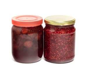  Jars with pickled vegetables isolated on white 