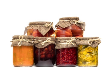 set of canned products on a white background