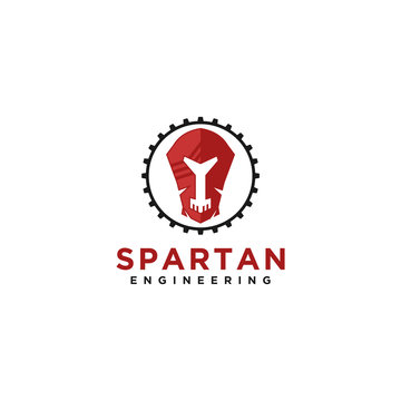 Spartan enginering with sparta army helmet elements and circular gear as a frame