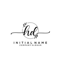 HD Beauty vector initial logo, handwriting logo.