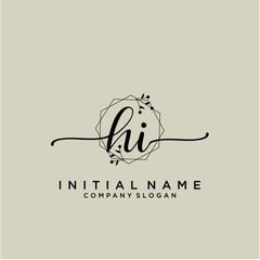 HI Beauty vector initial logo, handwriting logo.