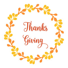 Fototapeta premium Greeting card or poster for thanksgiving, with motif of autumn leaf flower frame. Vector