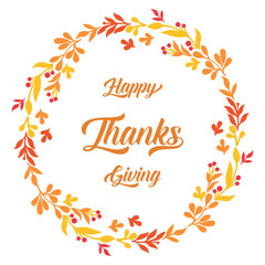 Vintage card thanksgiving, with style of elegant leaf flower frame, isolated on white background. Vector