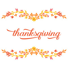 Vintage card thanksgiving, with style of elegant leaf flower frame, isolated on white background. Vector