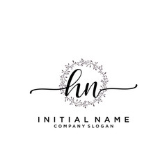 HN Beauty vector initial logo, handwriting logo.