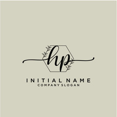 HP Beauty vector initial logo, handwriting logo.