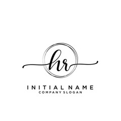 HR Beauty vector initial logo, handwriting logo.