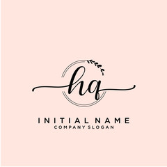 HQ Beauty vector initial logo, handwriting logo.