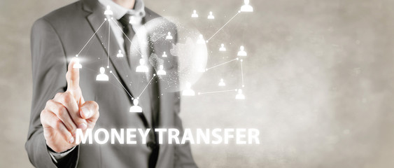 World map and digital money transfers concept