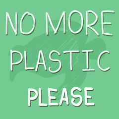 no more plastic please. eco banner with silhouette of a sea turtle.