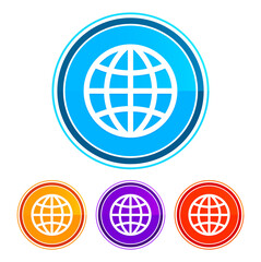 World icon flat design round buttons set illustration design