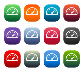 Fototapeta premium Speedometer gauge icon shiny square buttons set illustration design