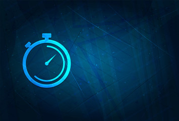 Stopwatch icon futuristic digital abstract blue background
