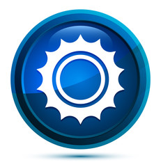 Sun icon elegant blue round button illustration
