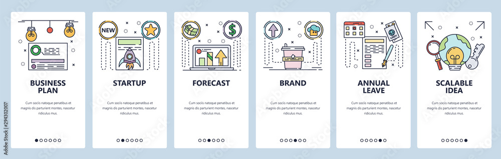 Wall mural branding website and mobile app onboarding screens vector template