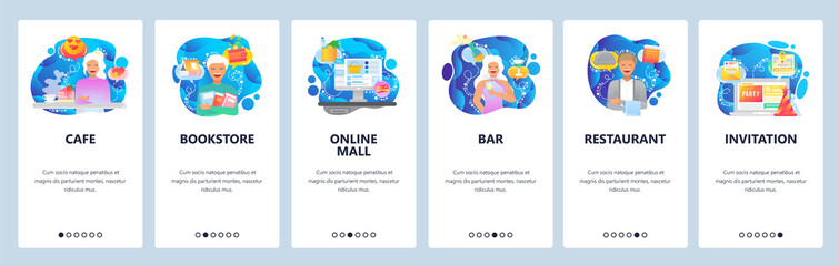Website and mobile app onboarding screens vector template