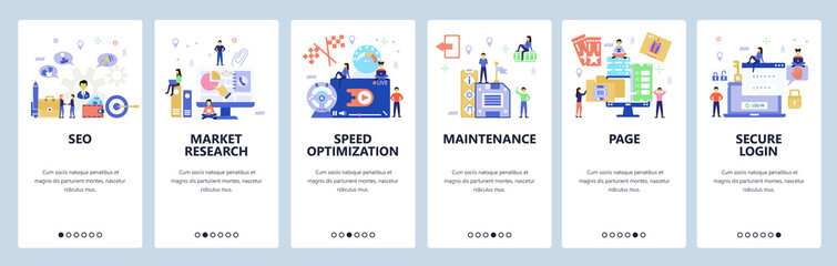 Website and mobile app onboarding screens vector template
