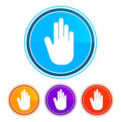 Stop hand icon flat design round buttons set illustration design