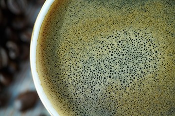 macro view on coffee foam