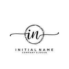 IN Beauty vector initial logo, handwriting logo.