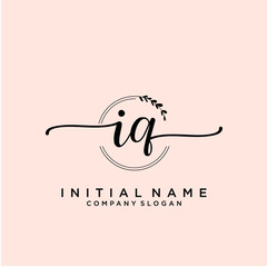 IQ Beauty vector initial logo, handwriting logo.