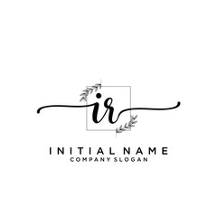 IR Beauty vector initial logo, handwriting logo.