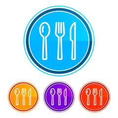 Cutlery icon flat design round buttons set illustration design