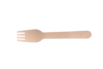 bamboo fork knife isolated on white background. utensil and disposable kitchenware.