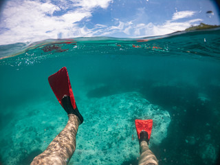 Snorkeling in Santa Cruz Bay in Huatulco Mexico