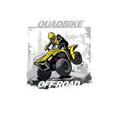 Quad Bike Off-road logo with mountain background © slava