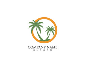 Palm logo tree template and vector illustration