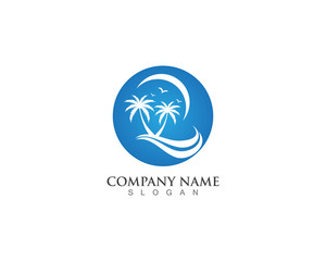 Palm logo tree template and vector illustration