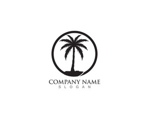 Obraz premium Palm logo tree template and vector illustration