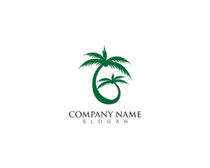 Palm logo tree template and vector illustration