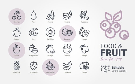 Food & Fruit vector icon collection