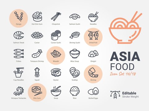 Asia Foods icon collection